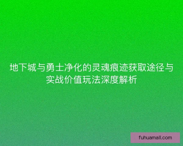 地下城与勇士净化的灵魂痕迹获取途径与实战价值玩法深度解析