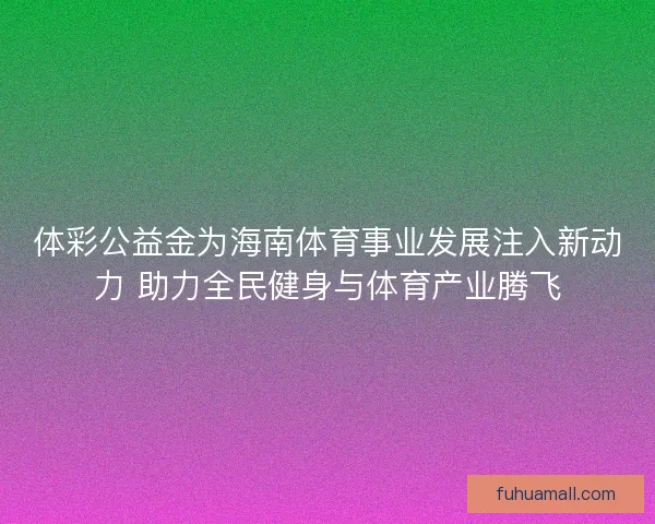 体彩公益金为海南体育事业发展注入新动力 助力全民健身与体育产业腾飞